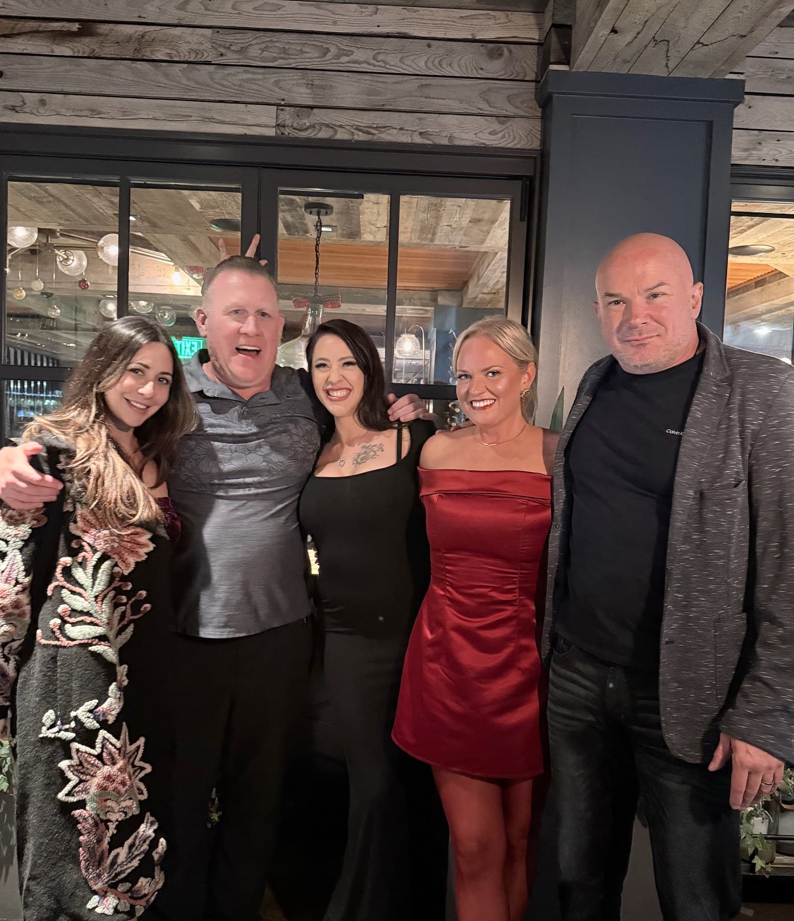 AEs Kaila, Clay, Victoria, Maria Carey, and Bill Thomas at Giant Christmas party