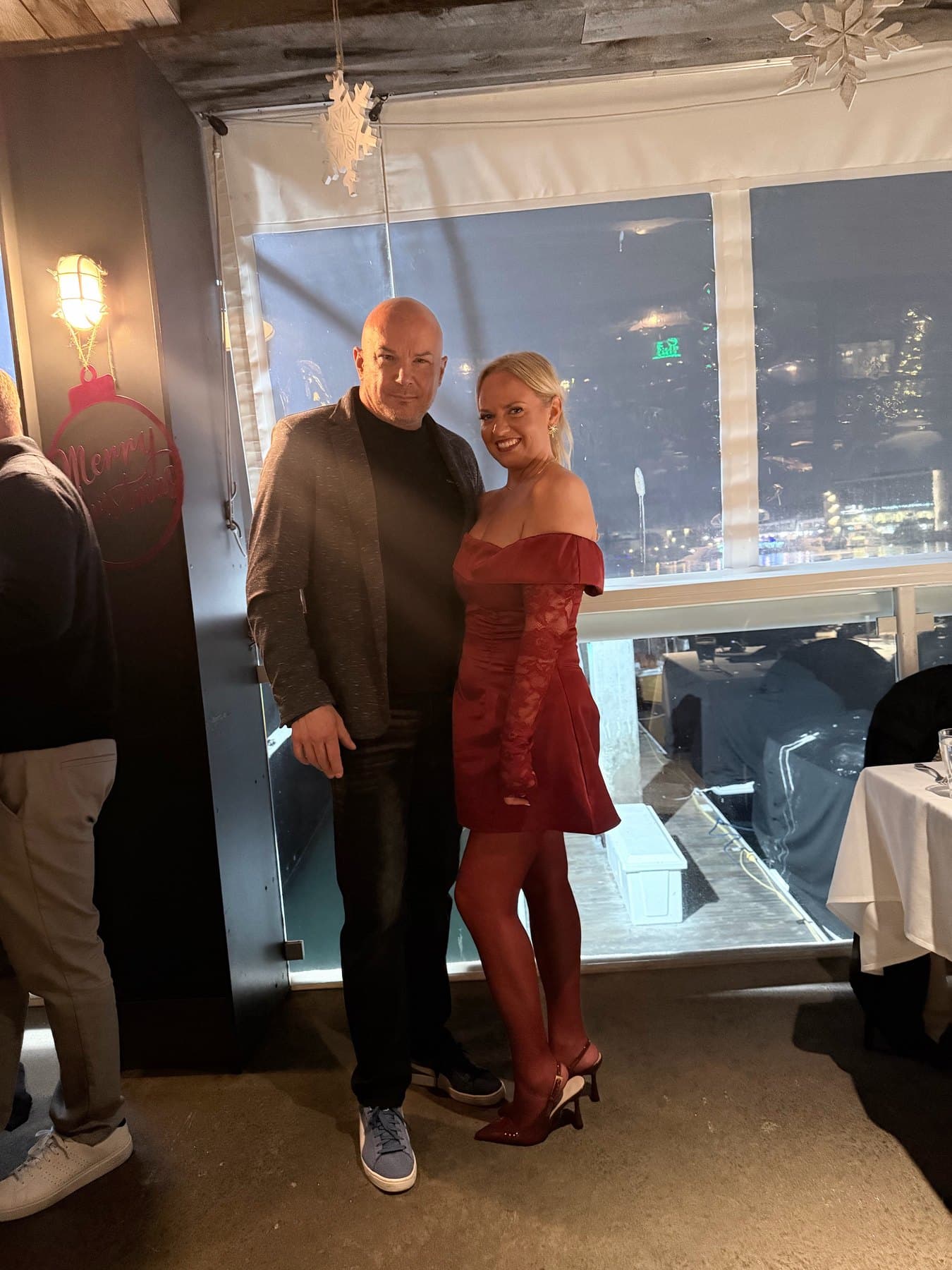 Maria Carey and Bill Thomas at Giant Christmas party