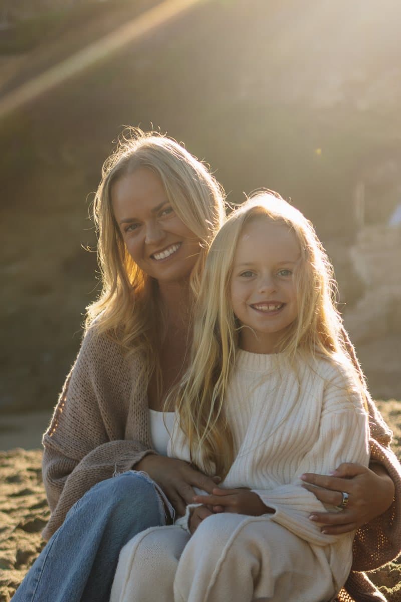 Maria Carey with her daughter Harper on the beach